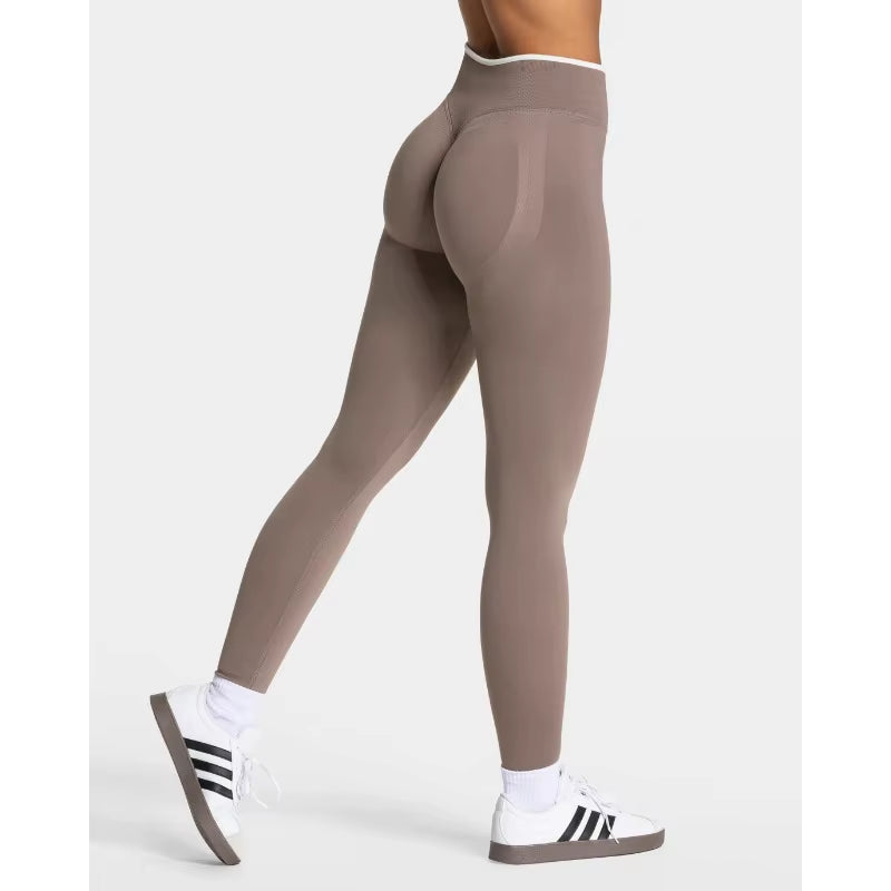 New Women'S Color Blocking Yoga Leggings Seamless Knited Tights High Waist Hip Liftting Gym Workout Solid Color Sports Pants