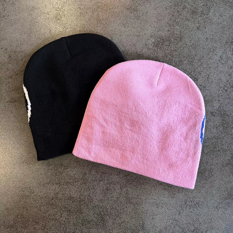 1Pc Face Pattern Knitted Beanie Casual Skull Cap Warm Sports Hat for Cycling Skiing Women Men Holiday Gift