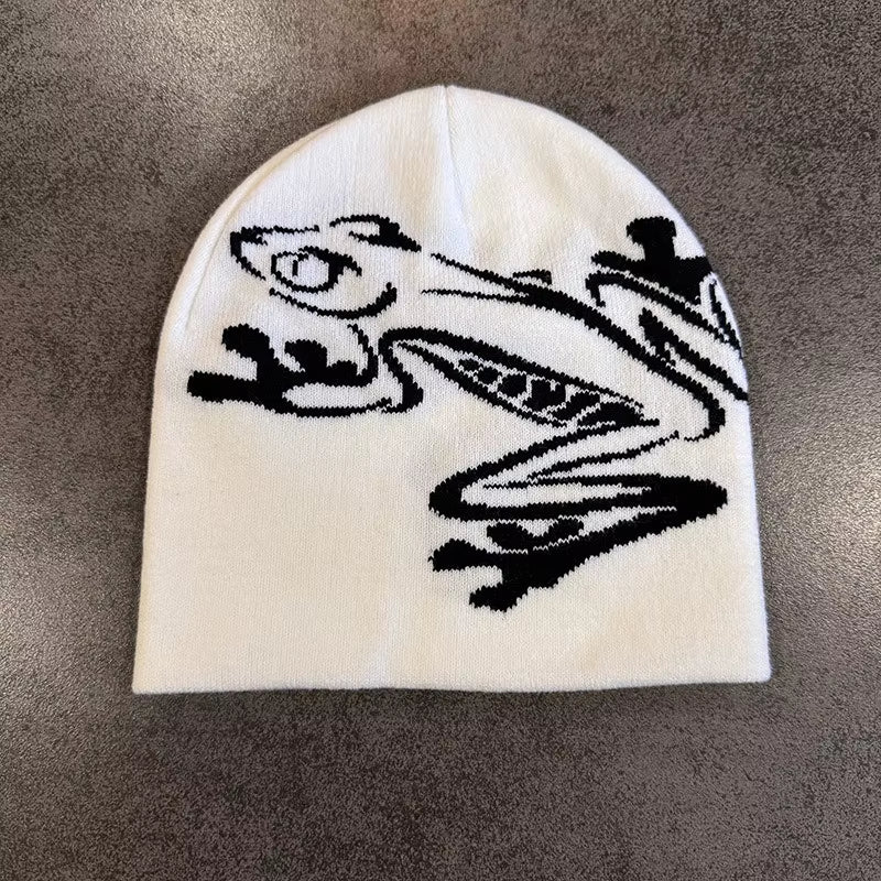 Tree Frog Pattern Beanie Knitted Cap for Men & Women, Outdoor Sports Warm Ski Hat