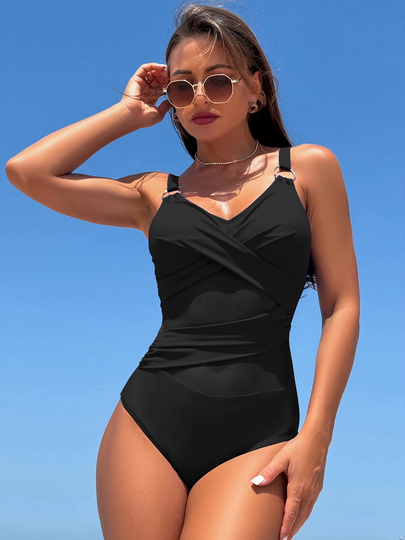 2024 New Sexy Mesh plus Size Swimwear Women One Piece Swimsuit Female Patchwork Bathing Suit Beachwear Swimming Suit Bathers XXL