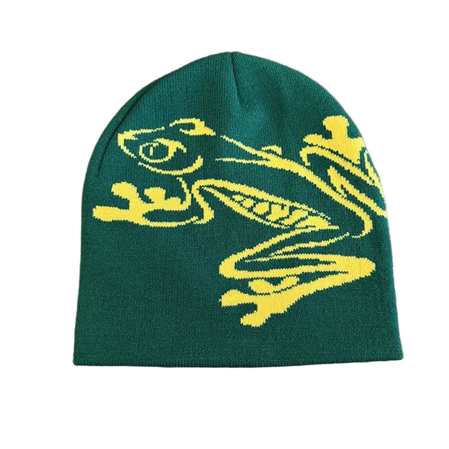 Tree Frog Pattern Beanie Knitted Cap for Men & Women, Outdoor Sports Warm Ski Hat