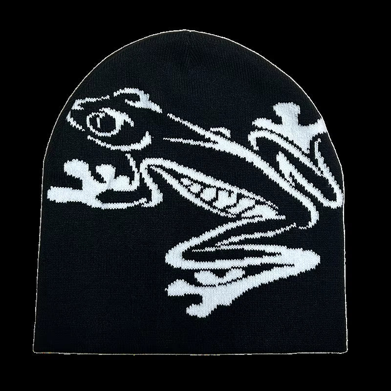 Tree Frog Pattern Beanie Knitted Cap for Men & Women, Outdoor Sports Warm Ski Hat