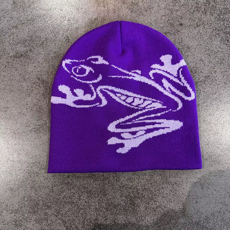 Tree Frog Pattern Beanie Knitted Cap for Men & Women, Outdoor Sports Warm Ski Hat