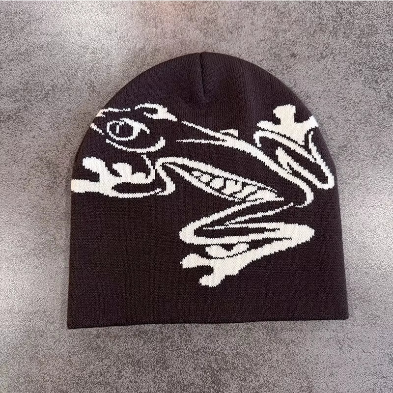 Tree Frog Pattern Beanie Knitted Cap for Men & Women, Outdoor Sports Warm Ski Hat