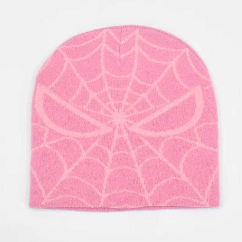 2025New Y2K Spider Web Knitted Beanies for Women Hat Inc Acrylic Bonnet Kpop Wool Hoods Skullies Lady Caps Casual Accessories