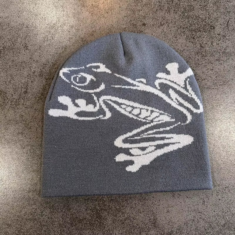 Tree Frog Pattern Beanie Knitted Cap for Men & Women, Outdoor Sports Warm Ski Hat