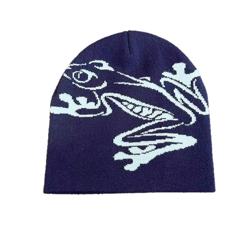 Tree Frog Pattern Beanie Knitted Cap for Men & Women, Outdoor Sports Warm Ski Hat