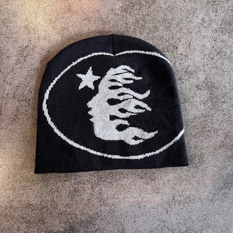 1Pc Face Pattern Knitted Beanie Casual Skull Cap Warm Sports Hat for Cycling Skiing Women Men Holiday Gift