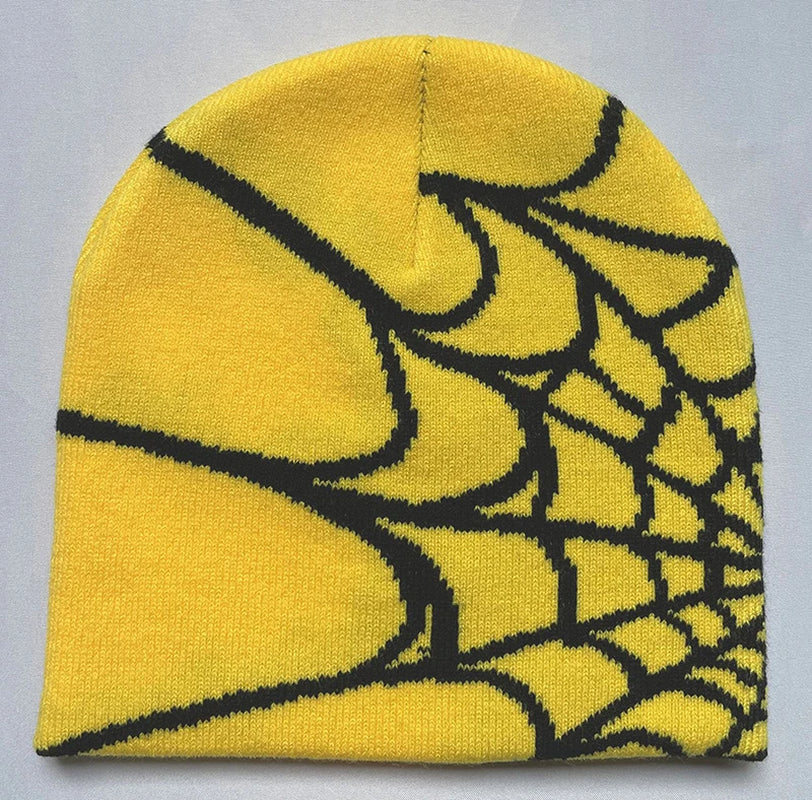 2025New Y2K Spider Web Knitted Beanies for Women Hat Inc Acrylic Bonnet Kpop Wool Hoods Skullies Lady Caps Casual Accessories