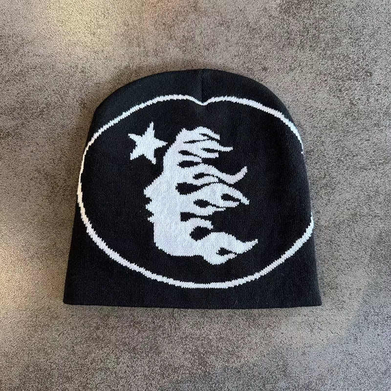 1Pc Face Pattern Knitted Beanie Casual Skull Cap Warm Sports Hat for Cycling Skiing Women Men Holiday Gift