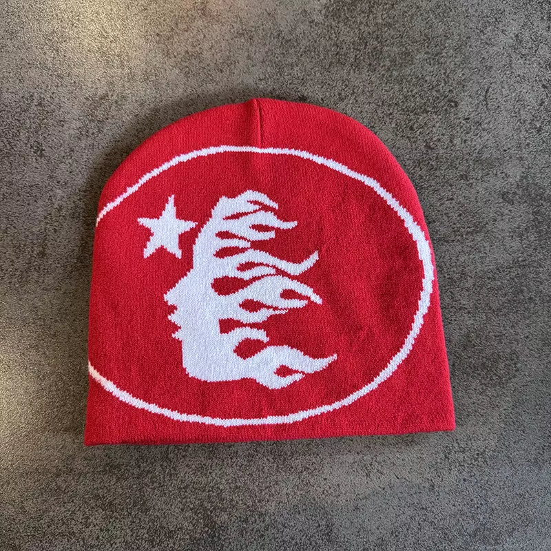 1Pc Face Pattern Knitted Beanie Casual Skull Cap Warm Sports Hat for Cycling Skiing Women Men Holiday Gift