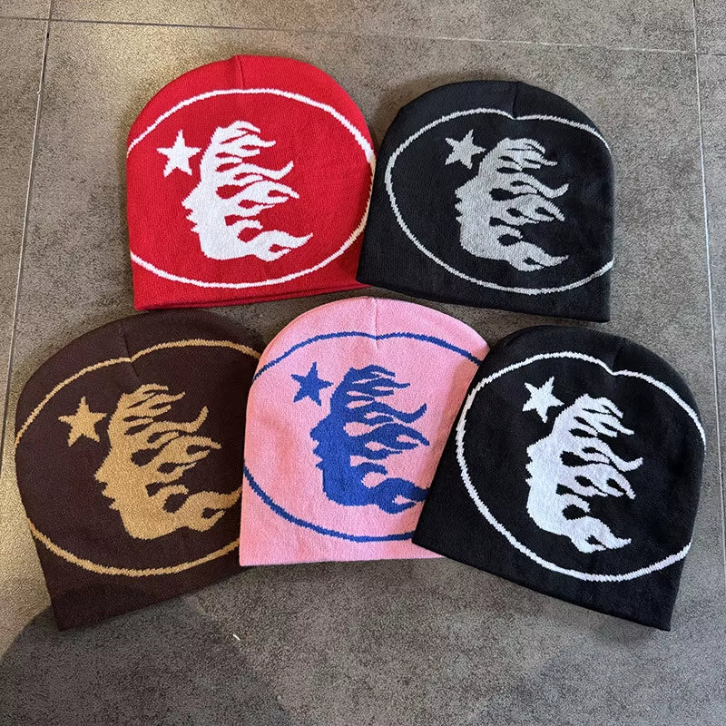 1Pc Face Pattern Knitted Beanie Casual Skull Cap Warm Sports Hat for Cycling Skiing Women Men Holiday Gift