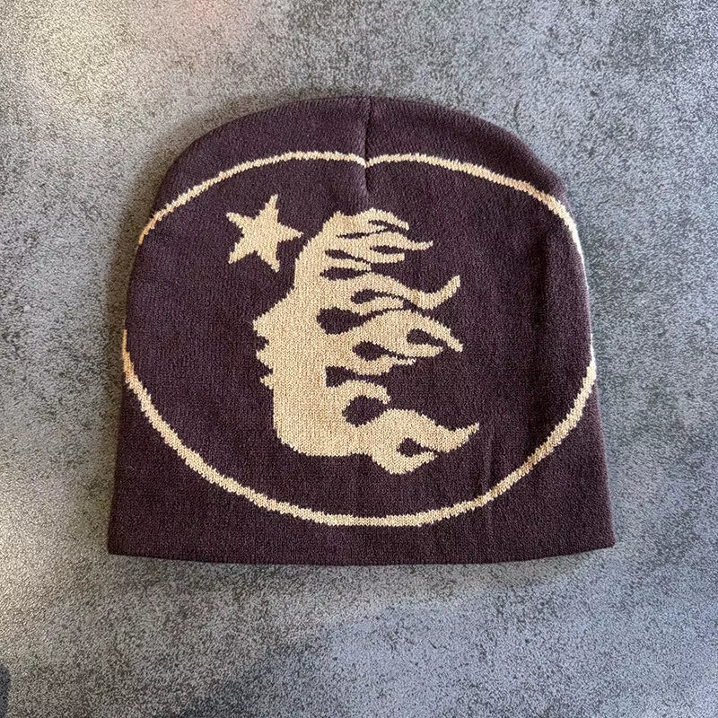 1Pc Face Pattern Knitted Beanie Casual Skull Cap Warm Sports Hat for Cycling Skiing Women Men Holiday Gift